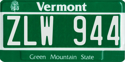 VT license plate ZLW944