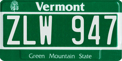 VT license plate ZLW947