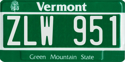 VT license plate ZLW951
