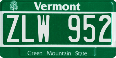 VT license plate ZLW952