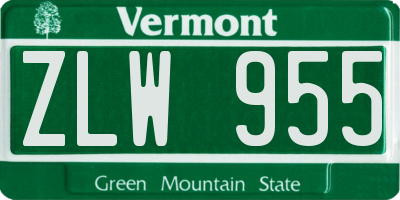 VT license plate ZLW955