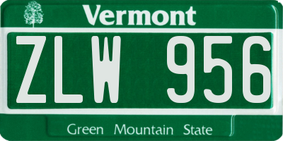 VT license plate ZLW956