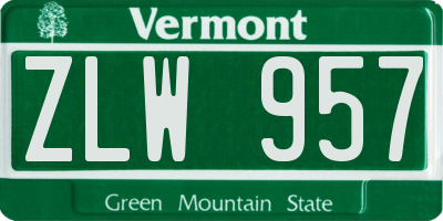 VT license plate ZLW957