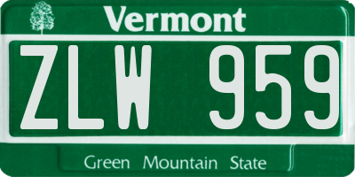 VT license plate ZLW959