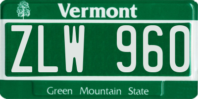 VT license plate ZLW960