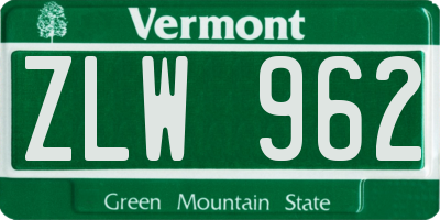 VT license plate ZLW962