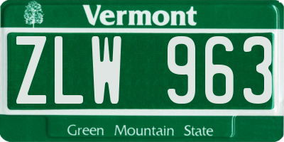 VT license plate ZLW963