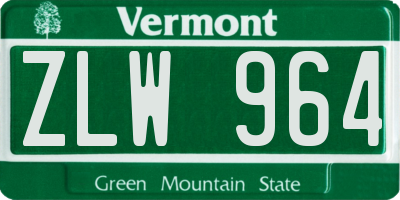 VT license plate ZLW964