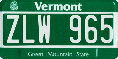 VT license plate ZLW965