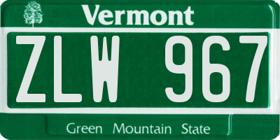 VT license plate ZLW967
