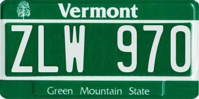 VT license plate ZLW970