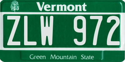 VT license plate ZLW972