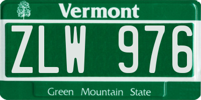 VT license plate ZLW976