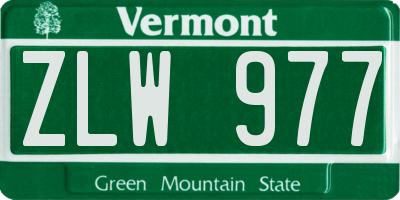 VT license plate ZLW977