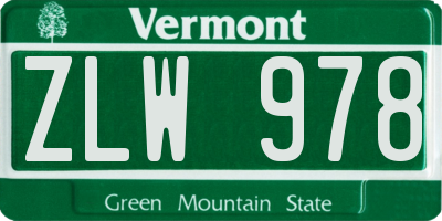 VT license plate ZLW978