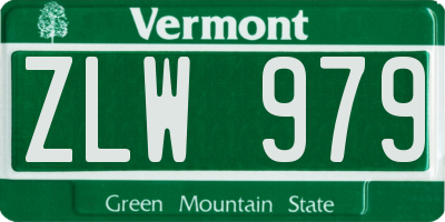 VT license plate ZLW979