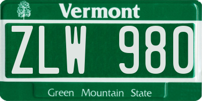 VT license plate ZLW980