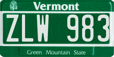 VT license plate ZLW983