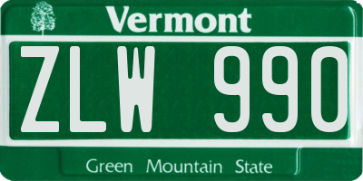 VT license plate ZLW990