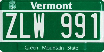 VT license plate ZLW991