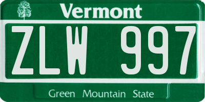 VT license plate ZLW997