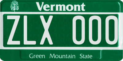 VT license plate ZLX000
