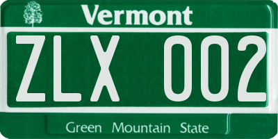 VT license plate ZLX002