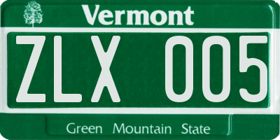 VT license plate ZLX005
