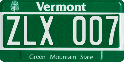 VT license plate ZLX007