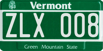VT license plate ZLX008