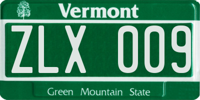 VT license plate ZLX009