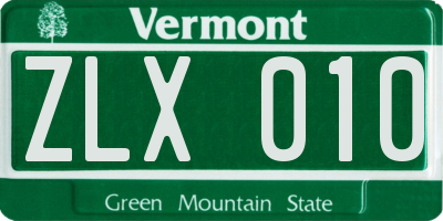 VT license plate ZLX010