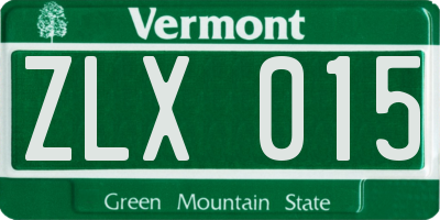 VT license plate ZLX015