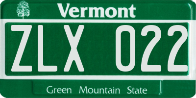 VT license plate ZLX022