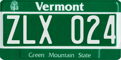 VT license plate ZLX024