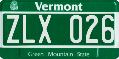 VT license plate ZLX026