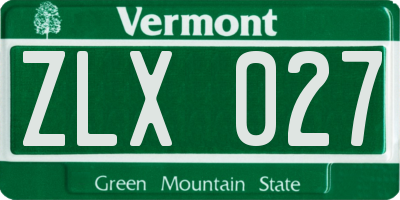 VT license plate ZLX027