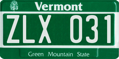 VT license plate ZLX031