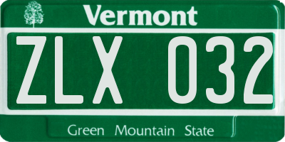 VT license plate ZLX032