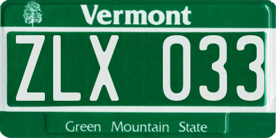 VT license plate ZLX033