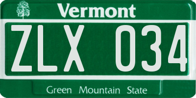 VT license plate ZLX034