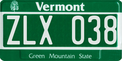 VT license plate ZLX038