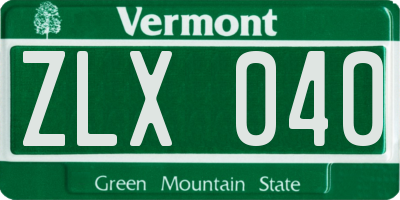 VT license plate ZLX040
