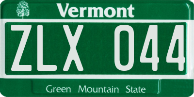 VT license plate ZLX044