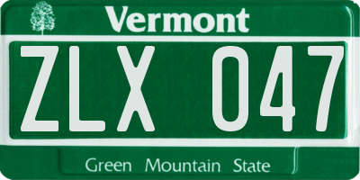 VT license plate ZLX047