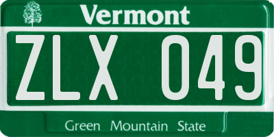 VT license plate ZLX049