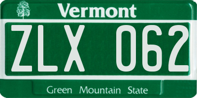 VT license plate ZLX062
