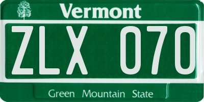VT license plate ZLX070