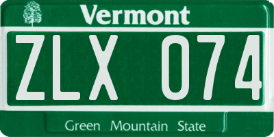 VT license plate ZLX074