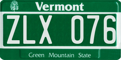 VT license plate ZLX076